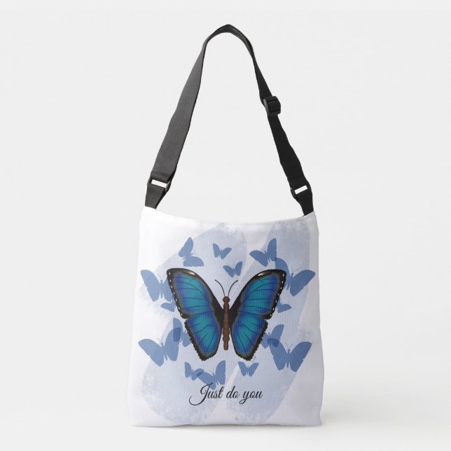 Ajustable Sac à bandoulière papillon bleu (Devant)