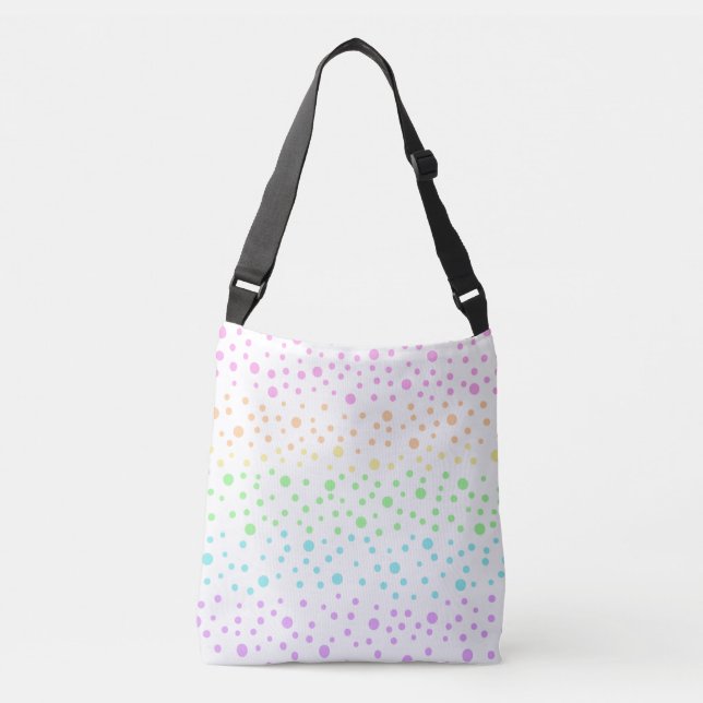 Ajustable Sac à bandoulière Pastel Rainbow Polka Dots (Devant)