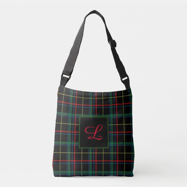 Ajustable Sac à bandoulière tartan à monogramme (Devant)