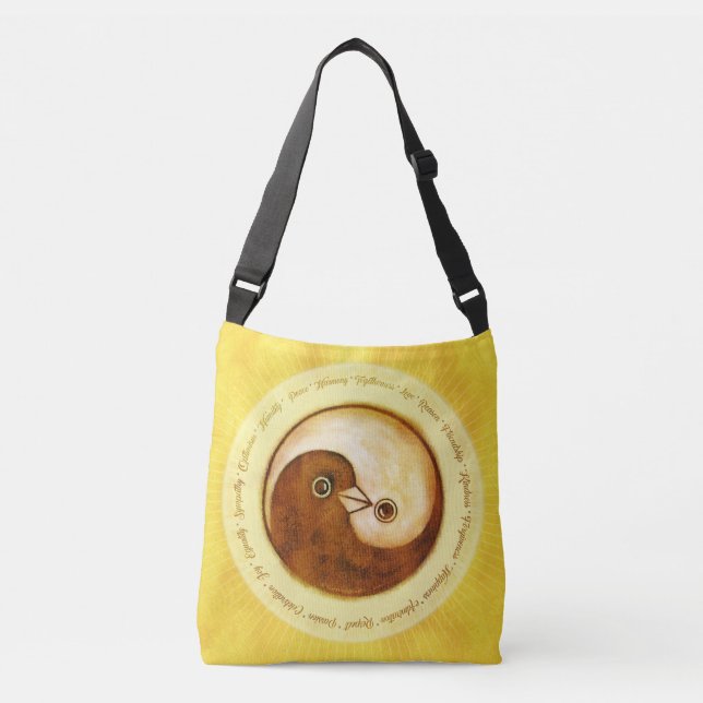 Ajustable Sac à épaules or Yin Yang colombes harmonie (Devant)
