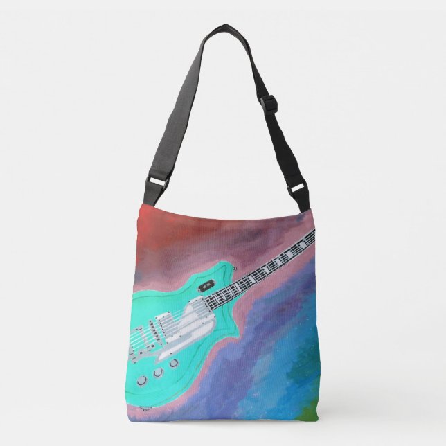 Ajustable Sac à guitare vert porté croisé  (Devant)