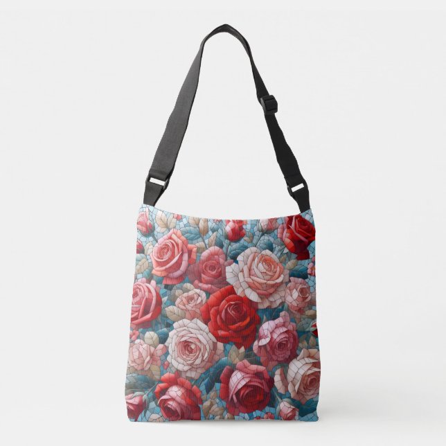 Ajustable Sac à main à motif vitrail de roses (Devant)