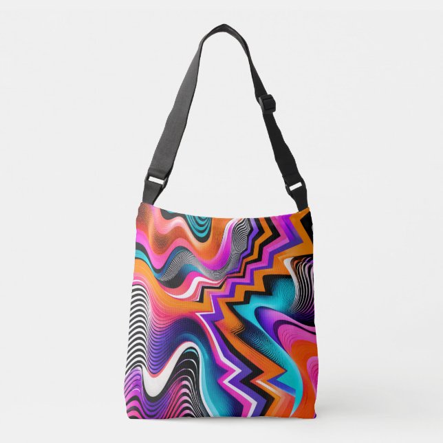 Ajustable Sac à main bandoulière Psychedelic Wave (Devant)
