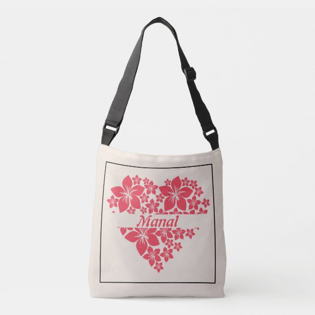Ajustable Sac à main cœur floral amour (Devant)