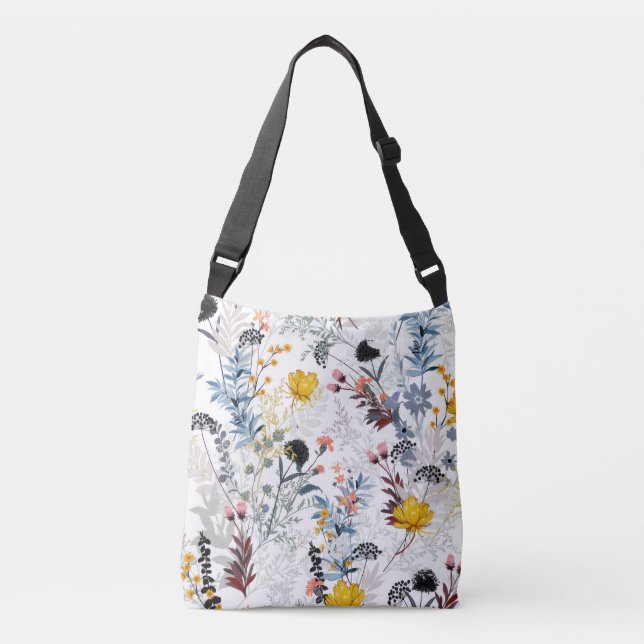 Ajustable Sac à main élégant de prairie fleurie sauvage (Devant)