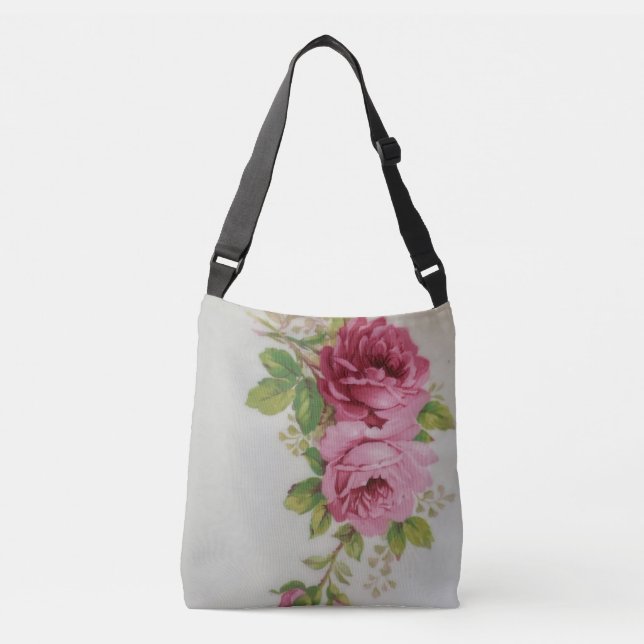 Ajustable Sac à main élégant Vintage Cabbage Rose (Devant)