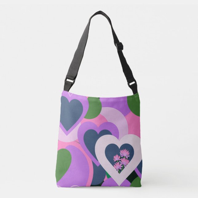 Ajustable Sac à main fantaisiste en forme de cœur violet (Devant)