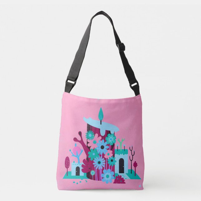 Ajustable Sac à main moderne à motif floral abstrait rose (Devant)