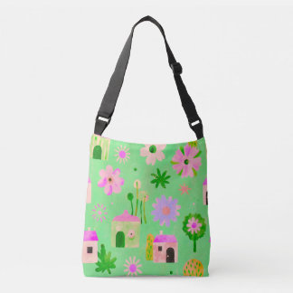 Ajustable Sac à main motif village floral fantaisiste