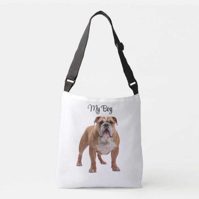 Ajustable Sac à main personnalisé Bouledogue affectueux (Devant)