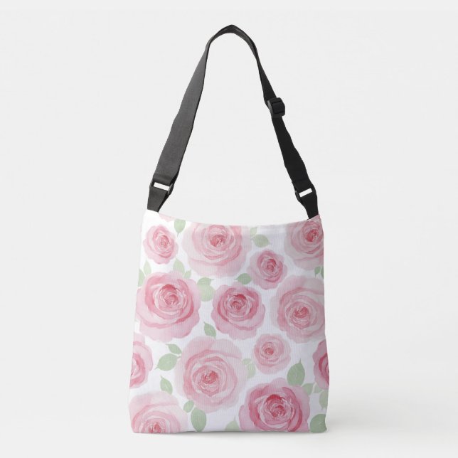 Ajustable Sac à main rose artistique aquarelle (Devant)