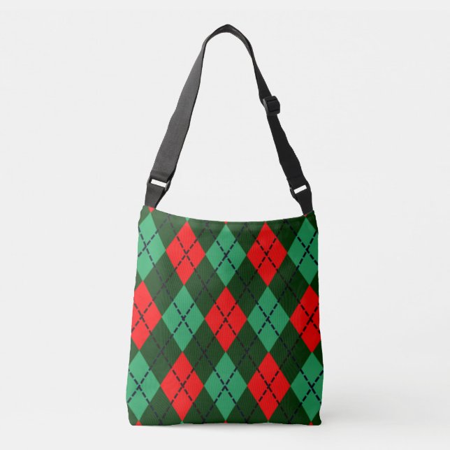 Ajustable Sac à main rouge vert tartan (Devant)
