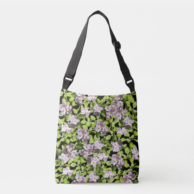 Ajustable Sac à main transversal Fleur de pommier de printem (Devant)