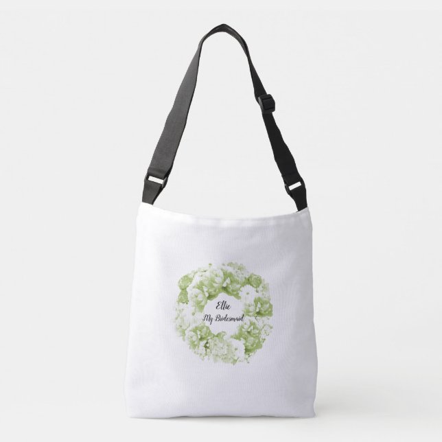 Ajustable Sac à main vert céleri Couronne florale Demoiselle (Devant)
