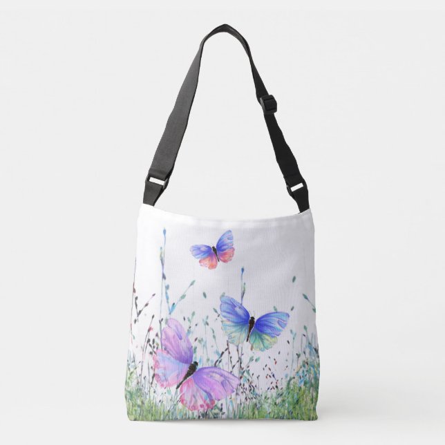 Ajustable Sac bandoulière Papillons de printemps (Devant)