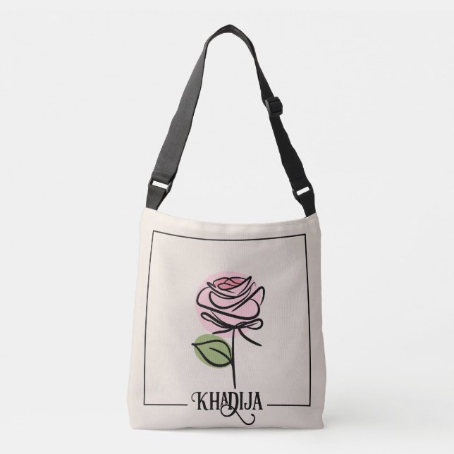 Ajustable Sac bandoulière Rose Line Art (Devant)