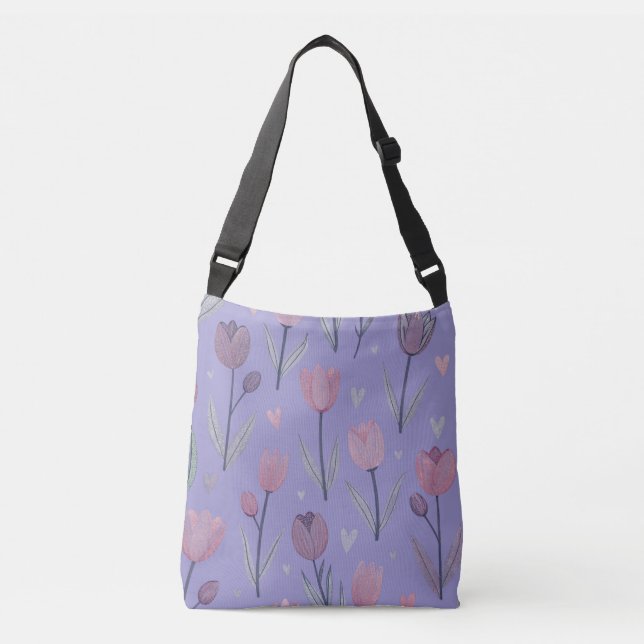 Ajustable Sac bandoulière Tulipe Violette (Devant)