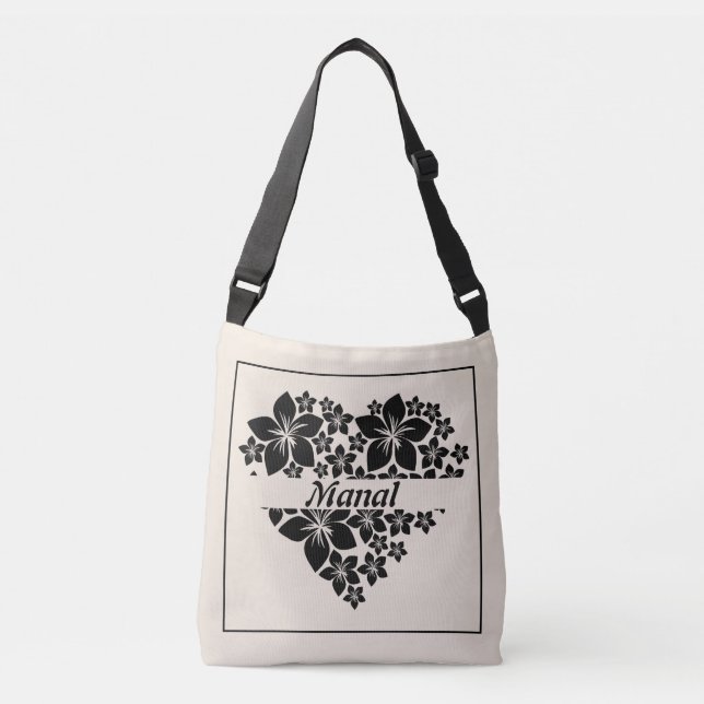 Ajustable Sac cabas à coeur fleuri et amoureux (Devant)