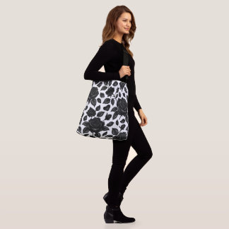 Ajustable Sac cabas floral à motif Rose noire