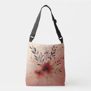 Ajustable Sac cabas rouge à motif floral minimaliste esthéti