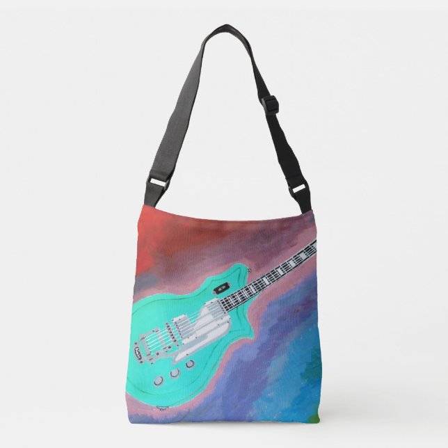Ajustable Sac carrossable de guitare verte (Devant)
