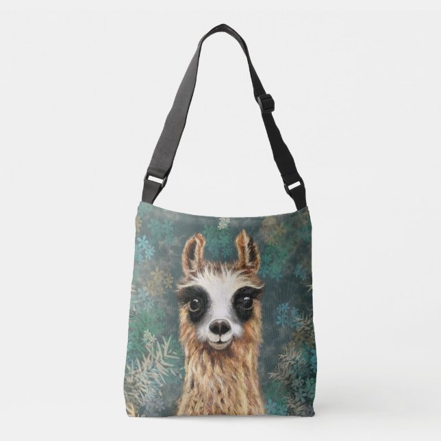 Ajustable Sac carrossable drôle avec Llama curieuse (Devant)
