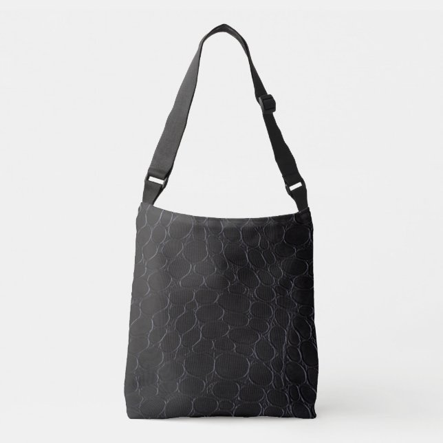 Ajustable Sac carrossable en cuir de serpent noir (Devant)