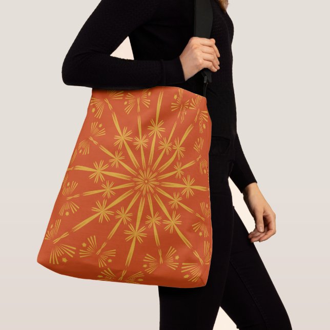 Ajustable Sac carrossable Mandala Papaya Retro (2 tailles) (De près)