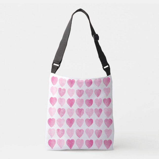 Ajustable Sac carrossable mignon couleur rose Coeurs (Devant)