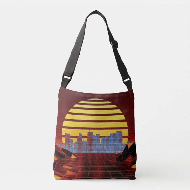 Ajustable Sac carrossable orange Synthwave (Devant)