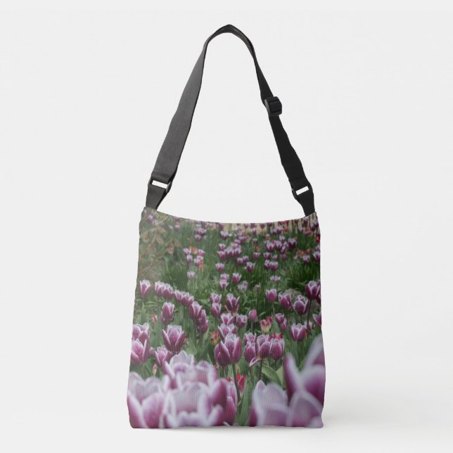 Ajustable Sac carrossable pourpre et blanc pour tulipes (Devant)