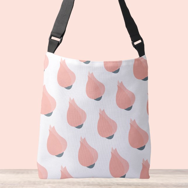 Ajustable Sac carrossable Rosebud Fourre-tout (Pink rose bug crossbody tote bag.)