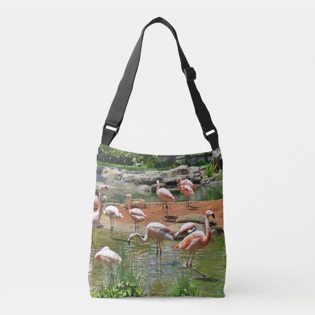 Ajustable Sac croisé Flamants roses roses (Devant)
