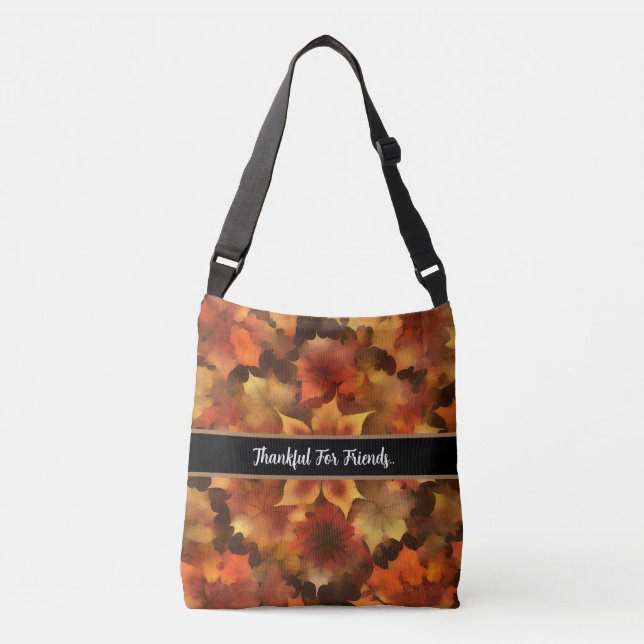 Ajustable Sac Crossbody Feuilles Automne Pour Son Texte Pers (Devant)
