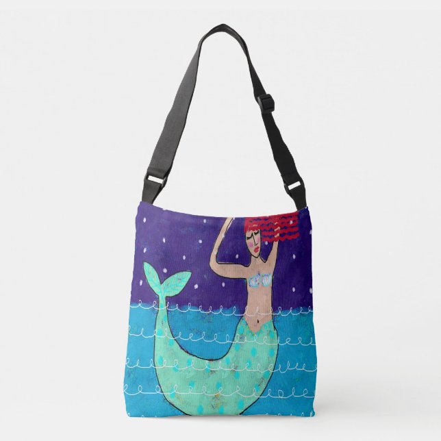 Ajustable Sac de plage de Mermaid Red Haied (Devant)