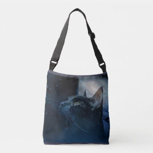 Ajustable Sac d'épaule de croisement de Kitty de magie noir