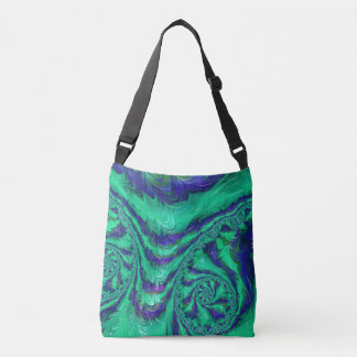 Ajustable Sac d'épaule liquide de rayure de fractale de vert