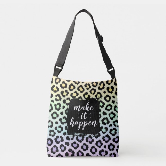 Ajustable Sac fourre imprimé léopard pastel «Make It Happen» (Devant)