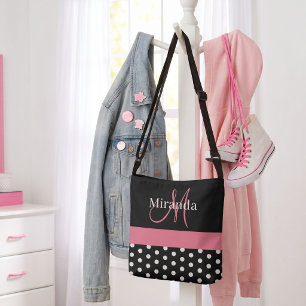 Ajustable Sac fourre-tout à monogramme noir blanc rose écrit
