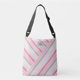 Ajustable Sac fourre-tout à monogramme rayé rose pâle