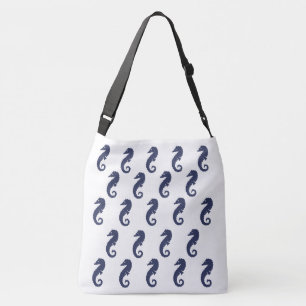 Ajustable sac fourre-tout (ao) - Chevaux de mer en bleu