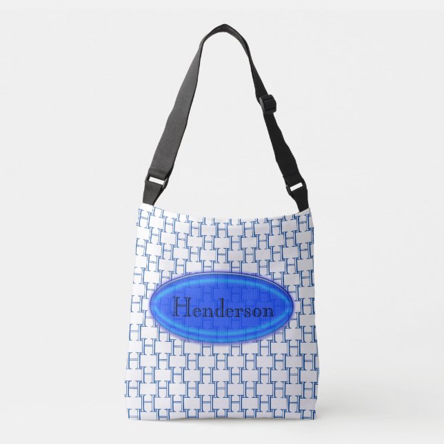 Ajustable Sac fourre-tout (ao) - Plaque bleue et initiale (Devant)