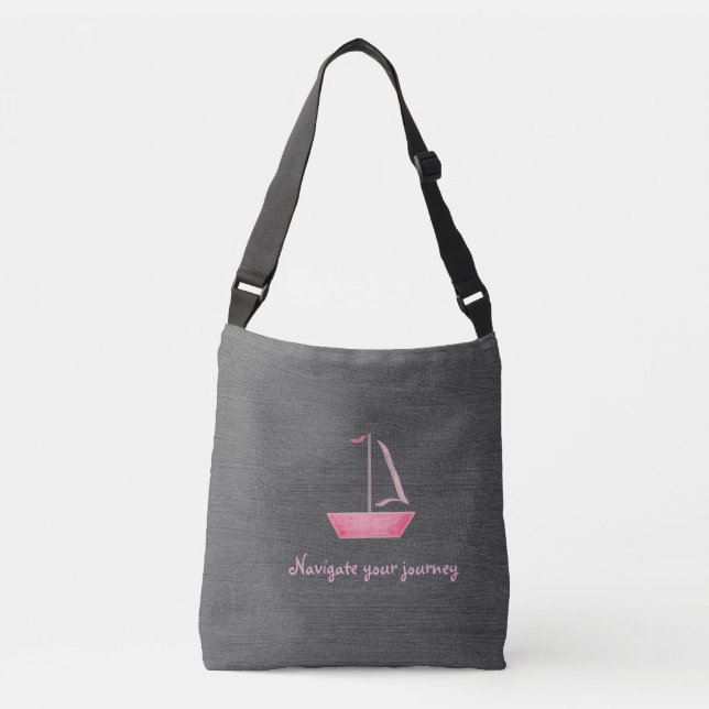 Ajustable sac fourre-tout avec voilier rose (Devant)