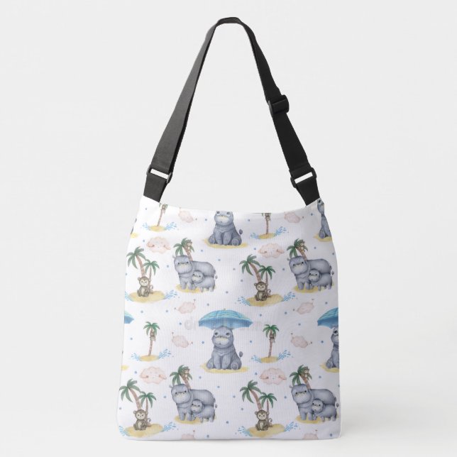 Ajustable Sac fourre-tout bébé tout-en-un « Hippopotames-sin (Devant)