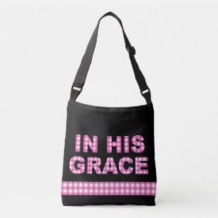 Ajustable Sac fourre-tout chrétien In His Grace noir rose et