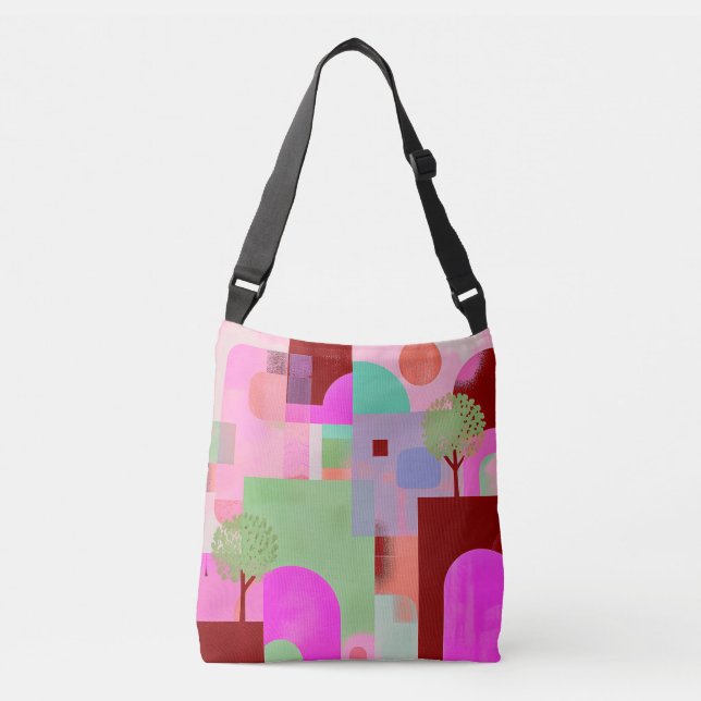 Ajustable Sac fourre-tout d'art botanique vibrant – Fleur P (Devant)