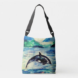 Ajustable Sac fourre-tout de dessin de l'aquarelle de balein