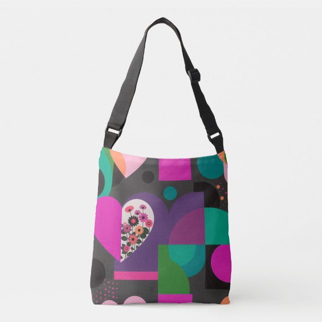 Ajustable Sac fourre-tout de mode botanique rose vibrant (Devant)