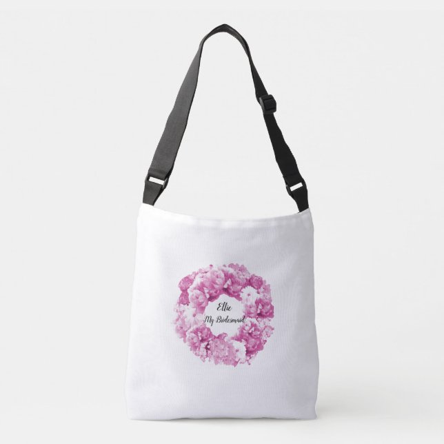 Ajustable Sac fourre-tout de servante de fleurs roses (Devant)
