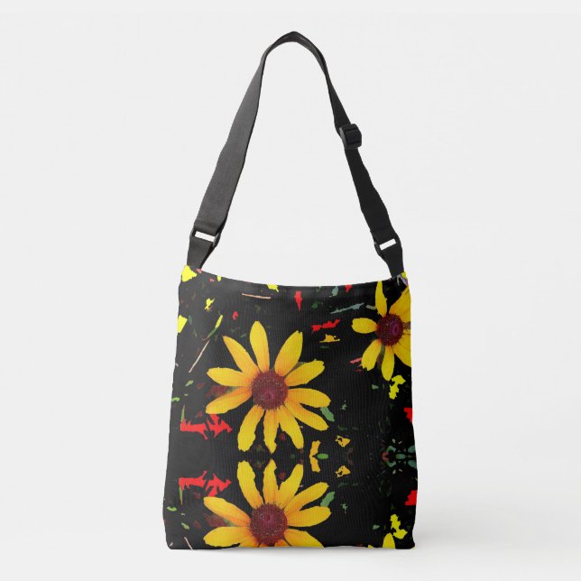 Ajustable Sac fourre-tout de tournesol jaune / Confetti noir (Devant)